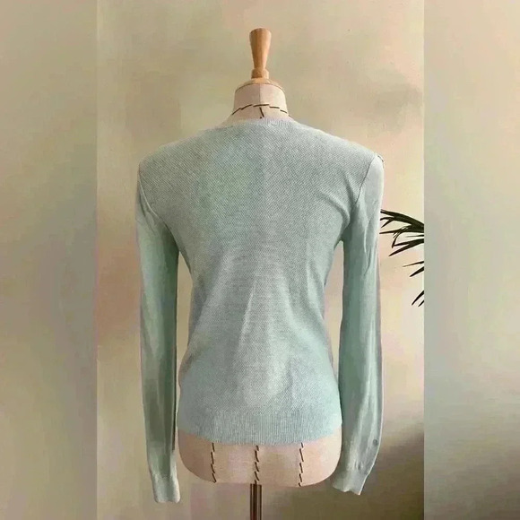 LOFT Mint Knit Pullover Sweater with Crochet Sleeves | Size XS - Picture 2 of 14